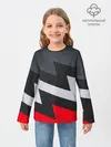 Детский лонгслив / Черно-красные зигзаги