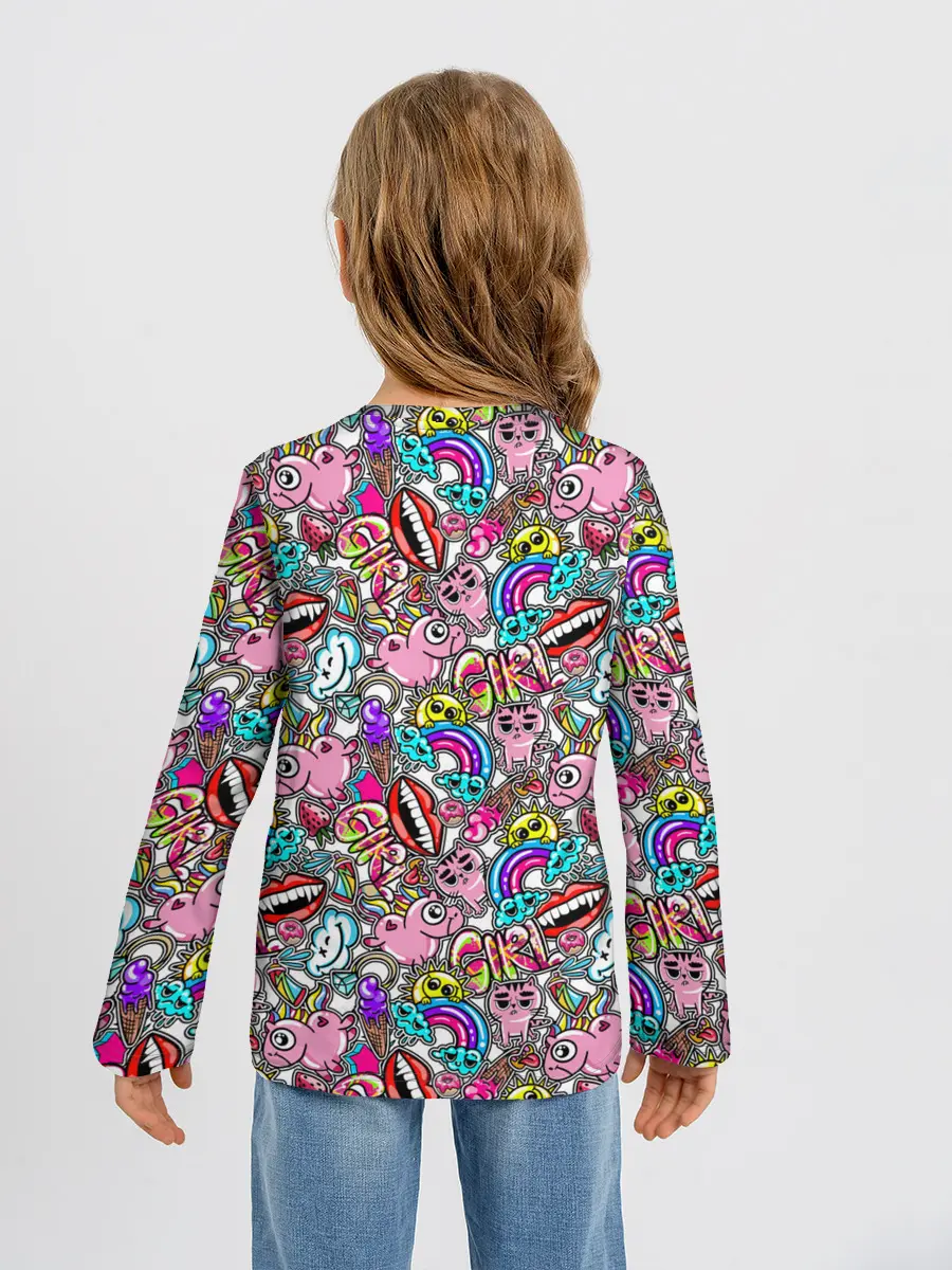 Детский лонгслив / сумасшедший стикербомб