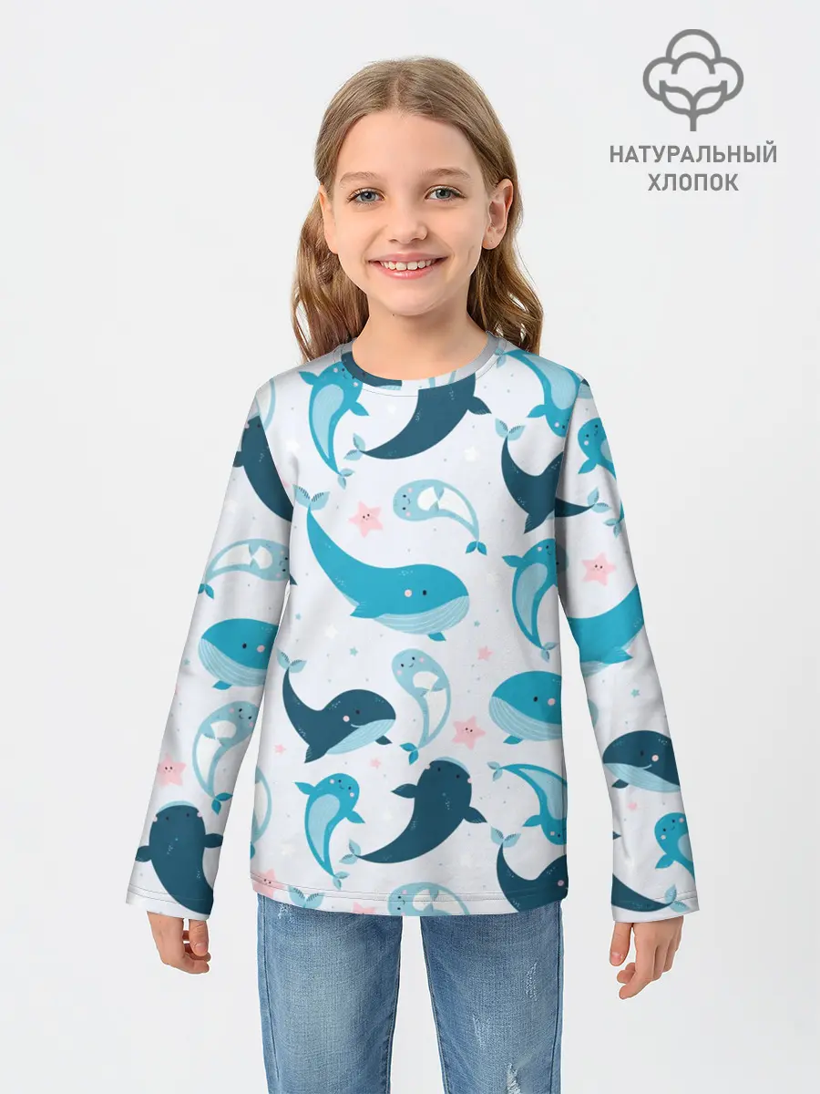 Детский лонгслив / Киты и тюлени