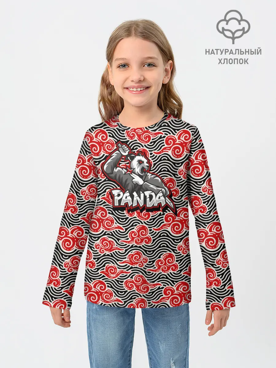 Детский лонгслив / Панда-ниндзя