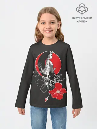 Детский лонгслив / Девушка-кошка-самурай