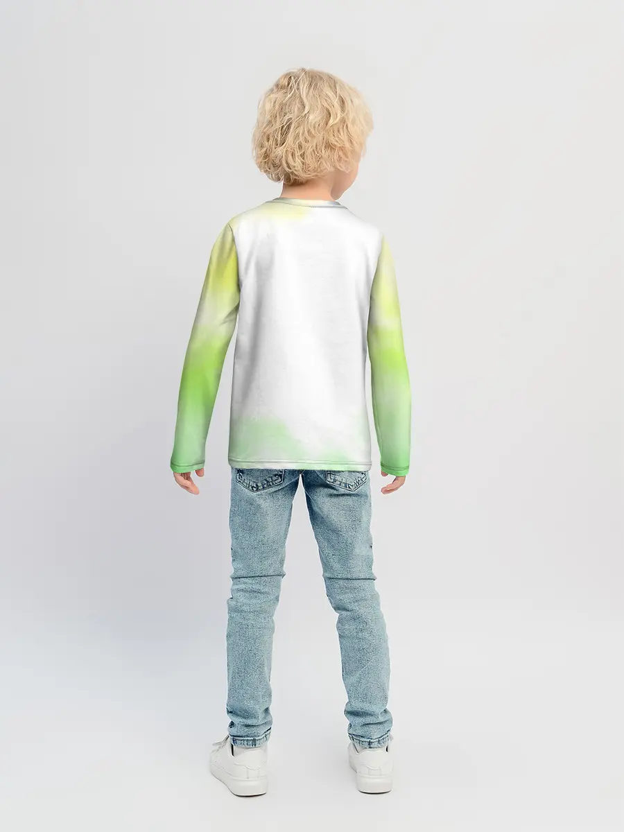 Детский лонгслив / Чёрный клевер Юно кислотный