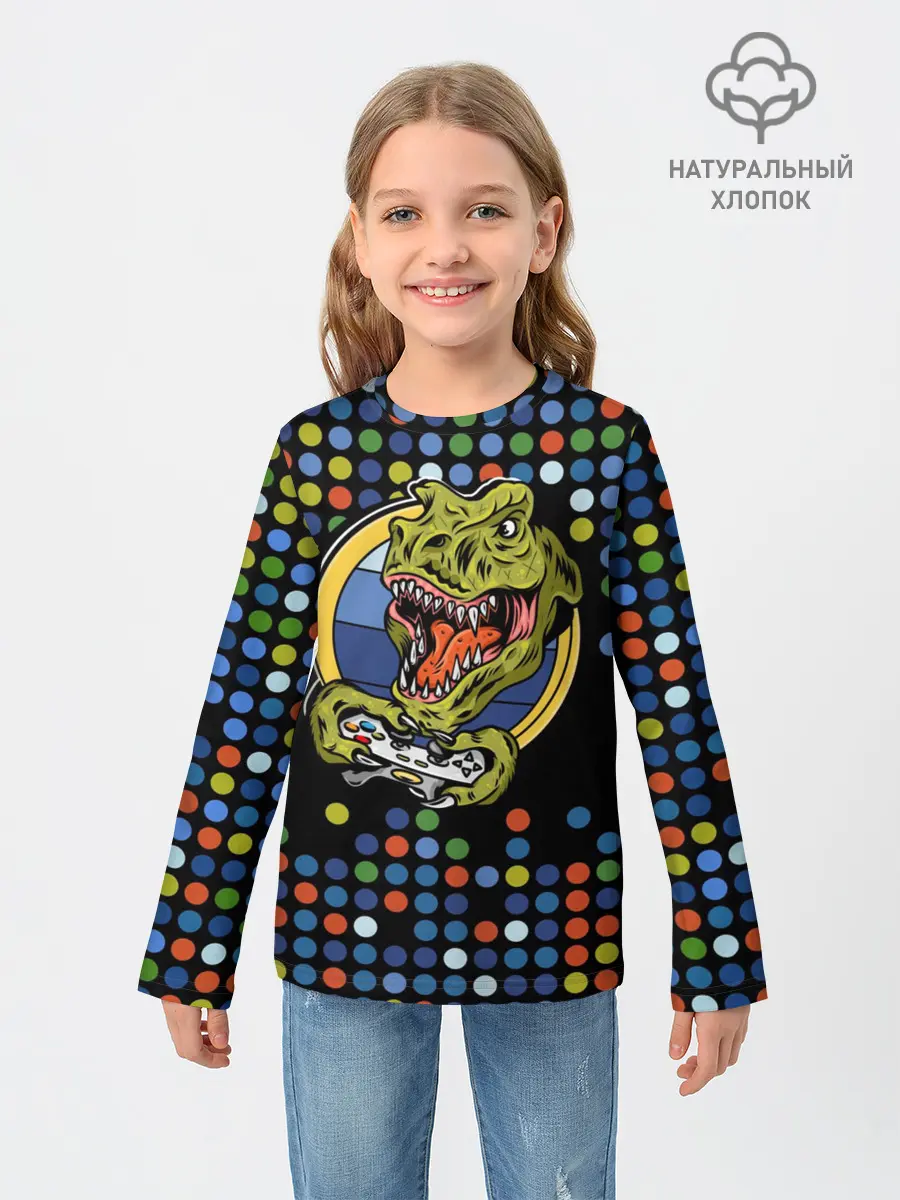 Детский лонгслив / Динозавр-игрок