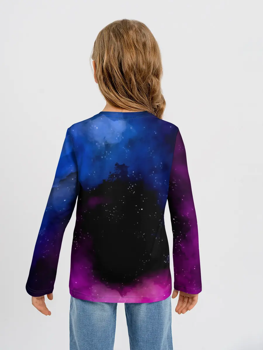 Детский лонгслив / Чёрный клевер космический Юно