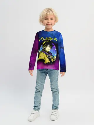 Детский лонгслив / Чёрный клевер космический Юно