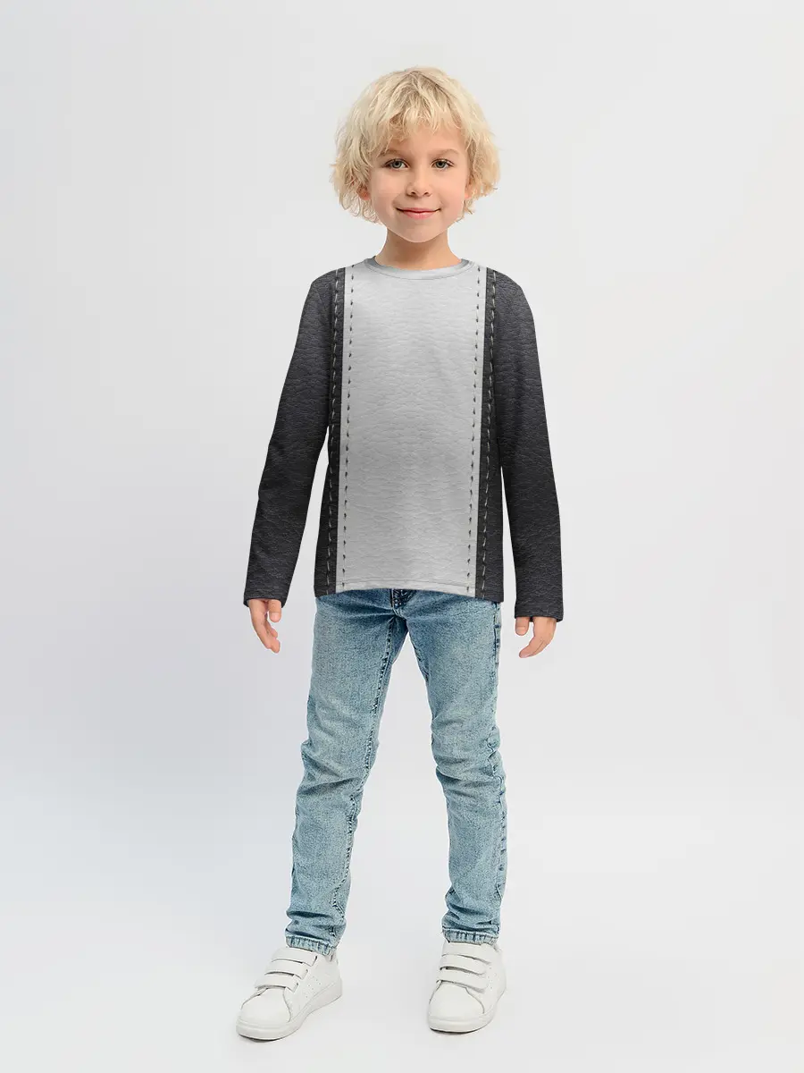 Детский лонгслив / Черно белая кожа