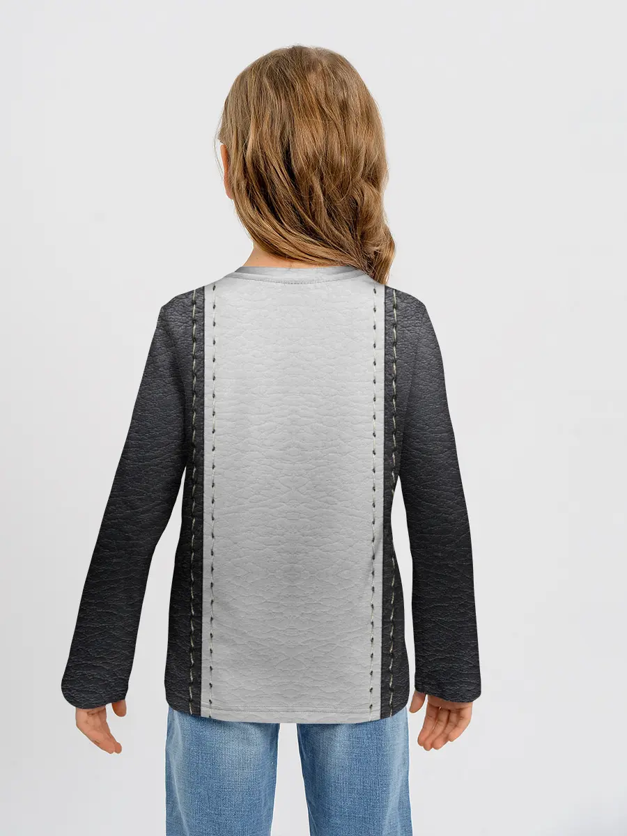 Детский лонгслив / Черно белая кожа