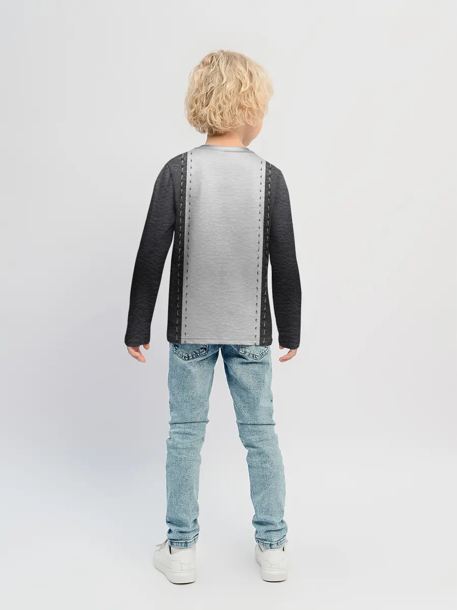 Детский лонгслив / Черно белая кожа