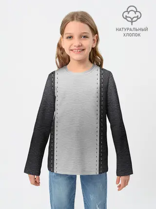 Детский лонгслив / Черно белая кожа