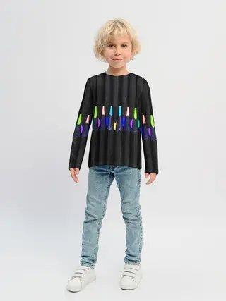 Детский лонгслив / Цветные Карандаши