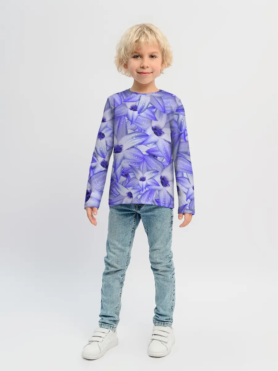Детский лонгслив / Синие Цветы