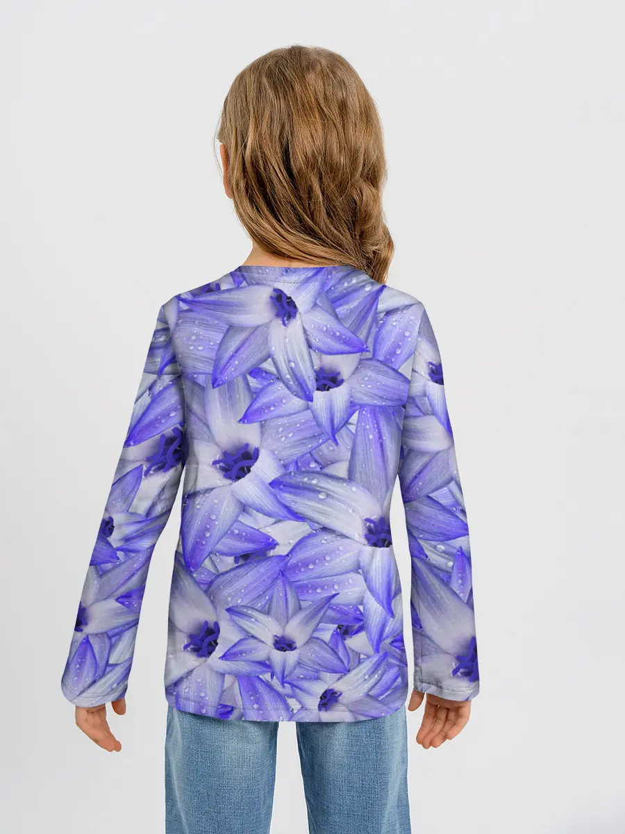 Детский лонгслив / Синие Цветы