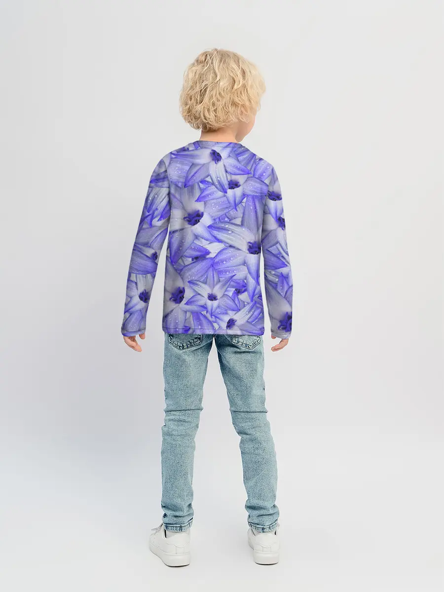 Детский лонгслив / Синие Цветы