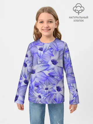 Детский лонгслив / Синие Цветы