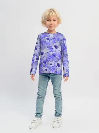 Детский лонгслив / Синие Цветы