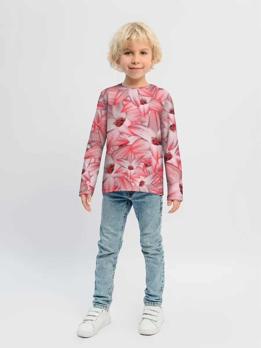 Детский лонгслив / Красные Цветы