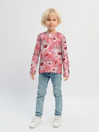 Детский лонгслив / Красные Цветы