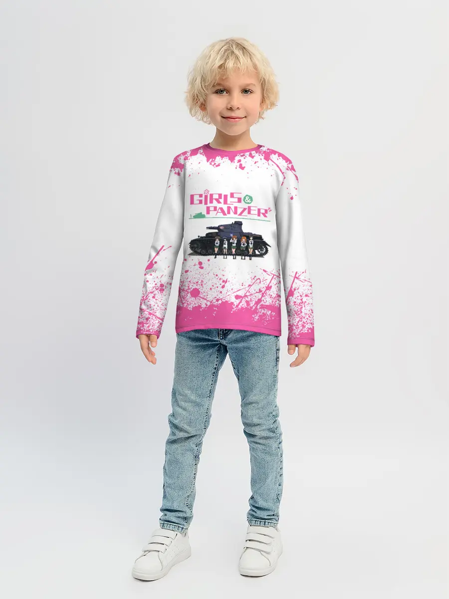Детский лонгслив / Девушки и танки | Pink