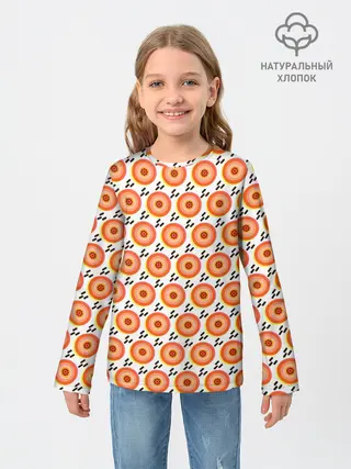 Детский лонгслив / Поп арт, мишень, диски дождь