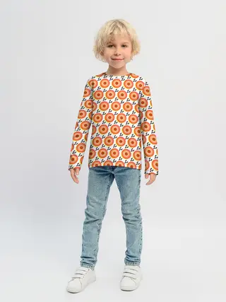 Детский лонгслив / Поп арт, мишень, диски дождь