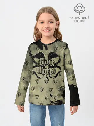 Детский лонгслив / Чёрный клевер Черные быки