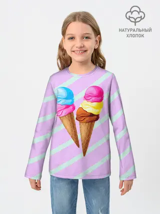Детский лонгслив / Мороженое графический фон
