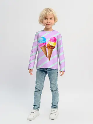 Детский лонгслив / Мороженое графический фон