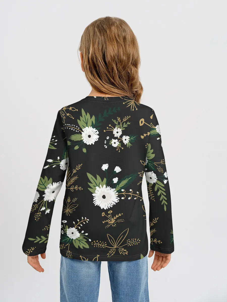 Детский лонгслив / Белые хризантемы