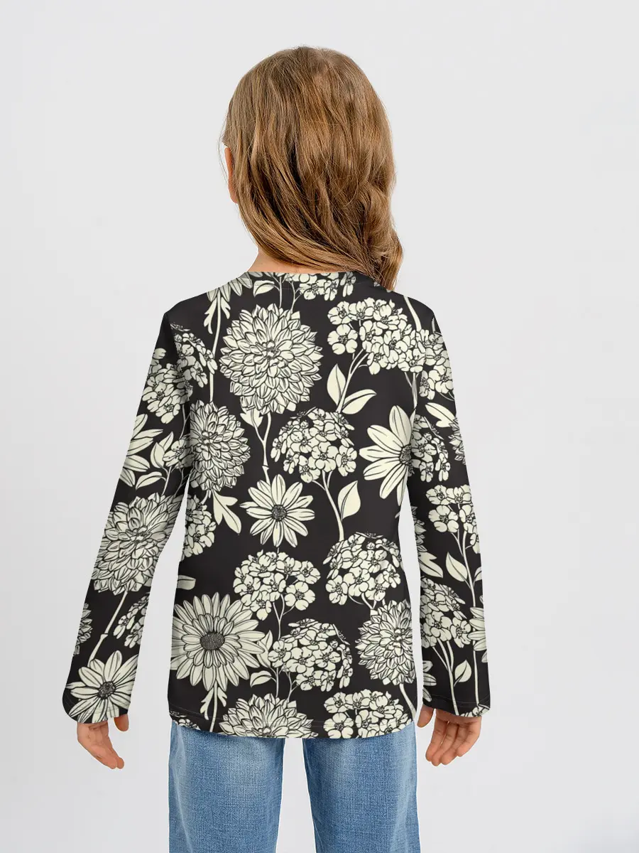 Детский лонгслив / Белые цветы