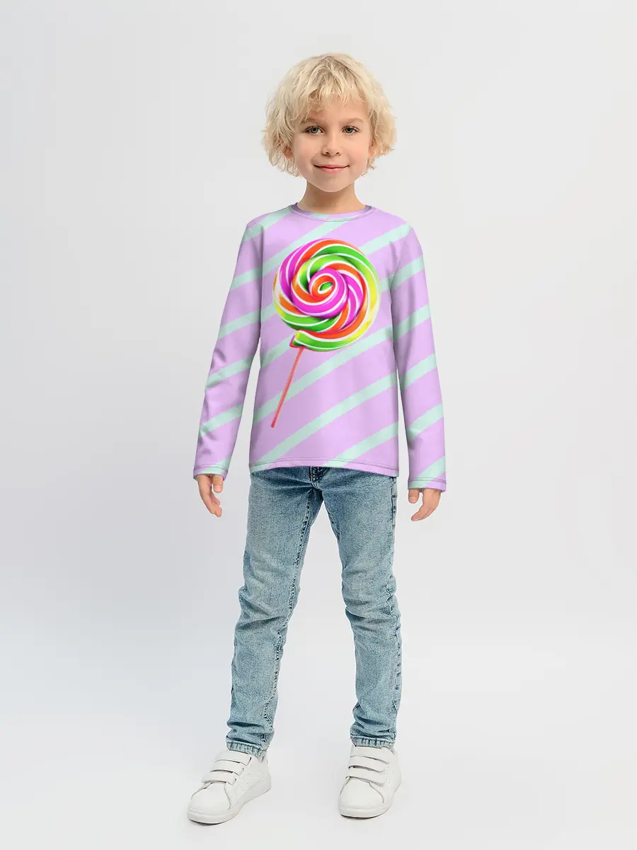 Детский лонгслив / Леденец графический фон