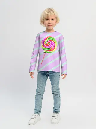 Детский лонгслив / Леденец графический фон