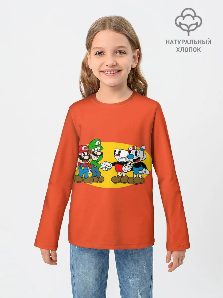 Детский лонгслив / CupHead x Mario