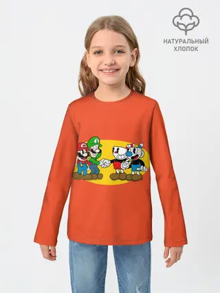 Детский лонгслив / CupHead x Mario