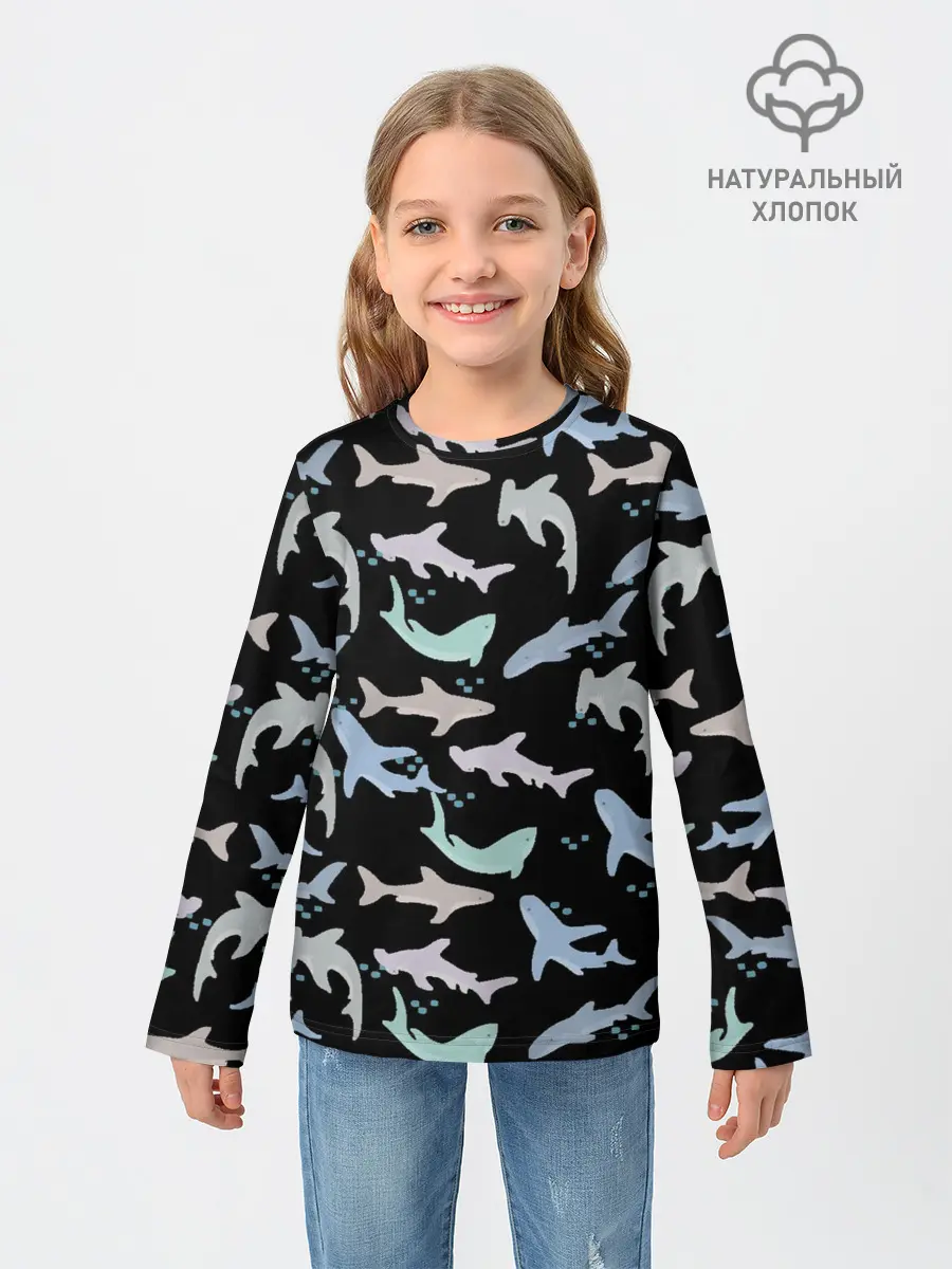 Детский лонгслив / Акулы разные