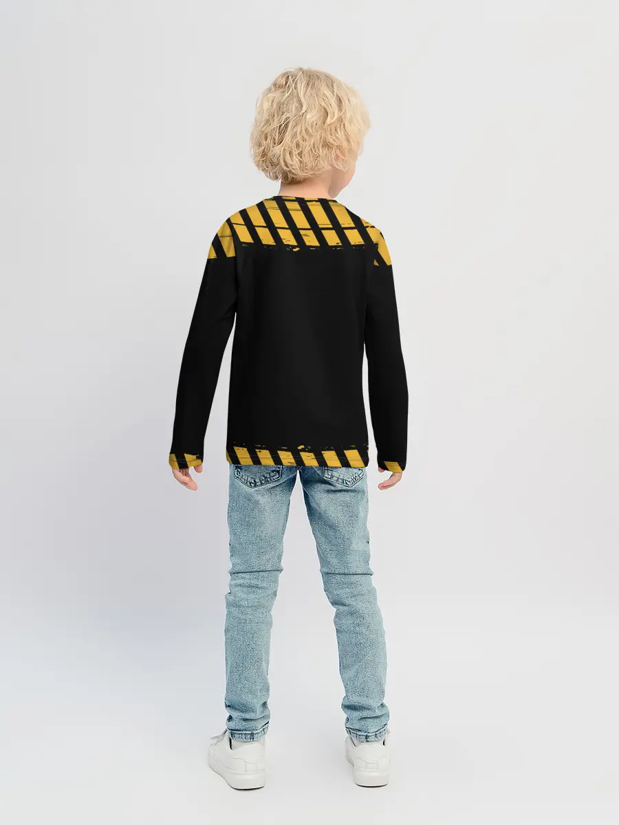 Детский лонгслив / Аста желтые полосы опасность