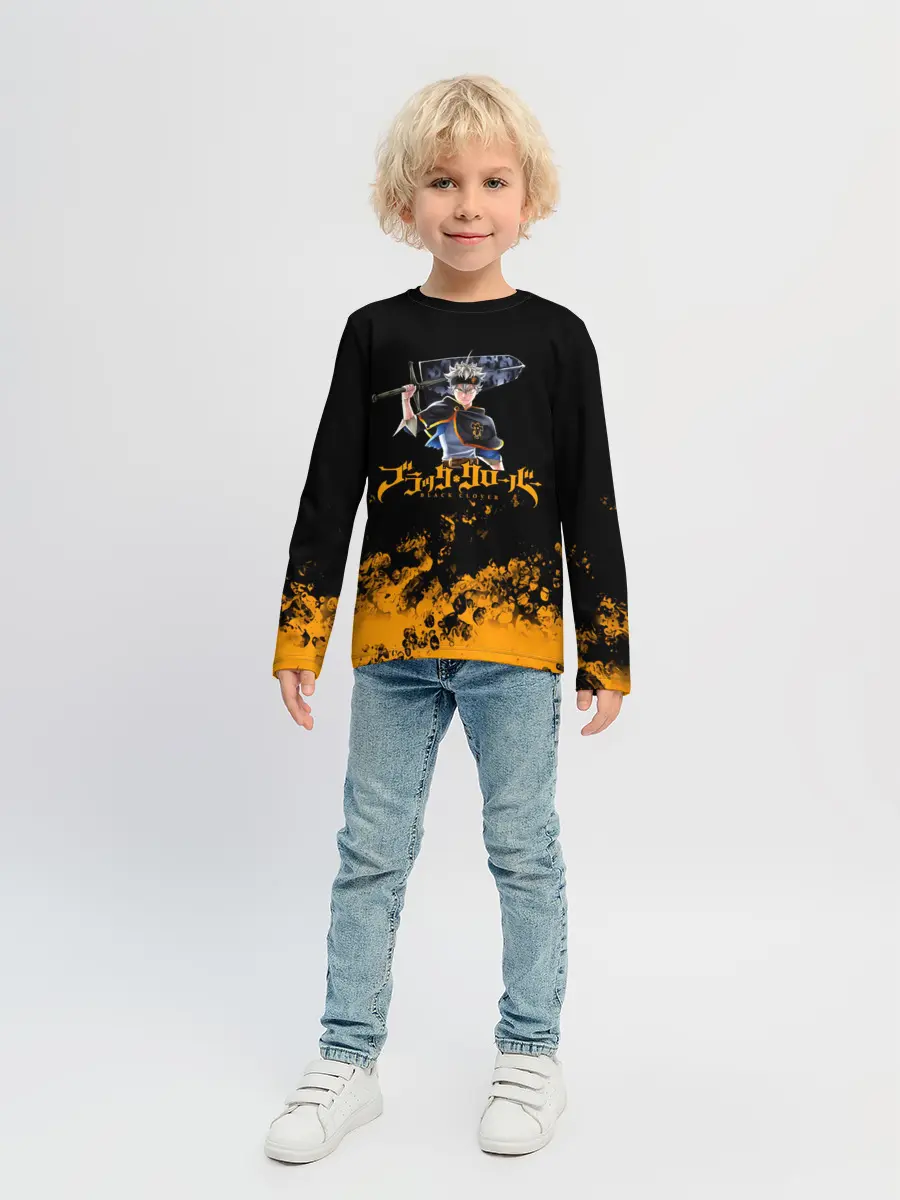 Детский лонгслив / Аста с мечом Чёрный клевер