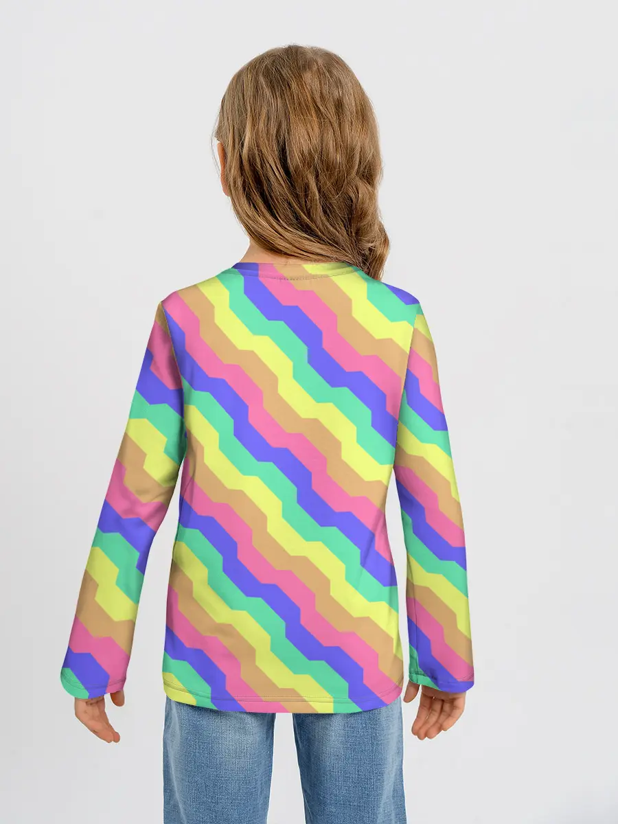 Детский лонгслив / Радужные волны