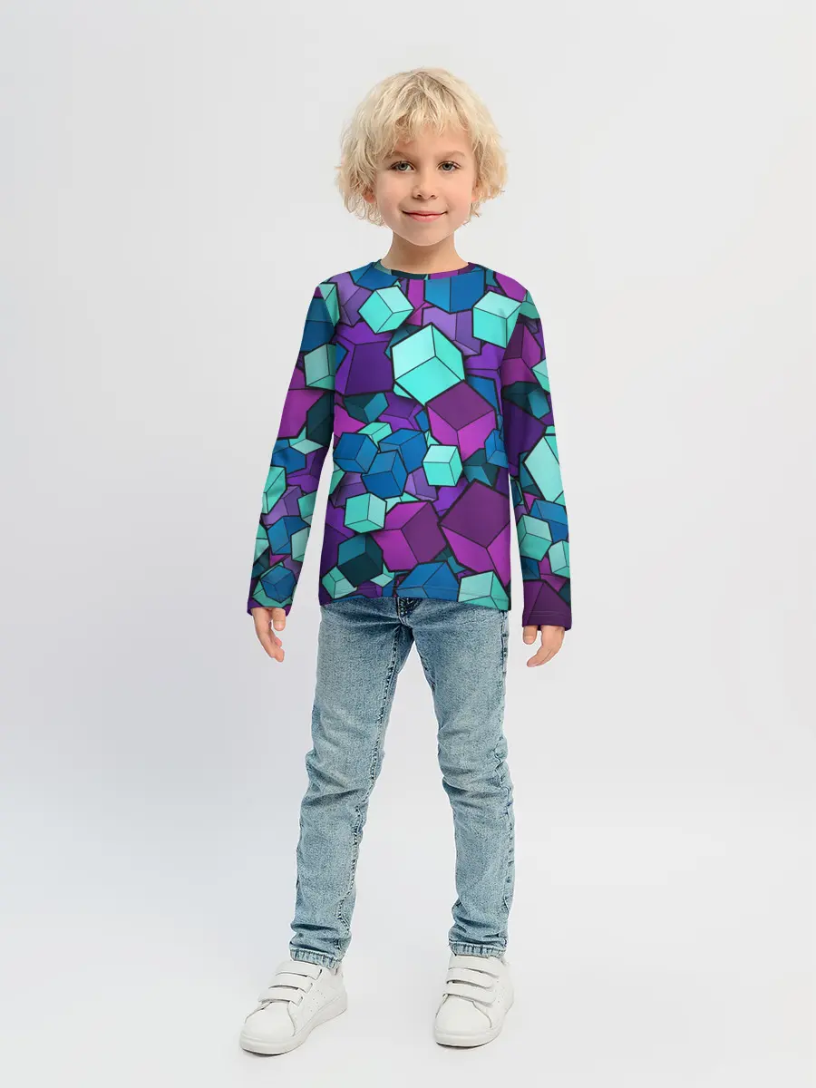 Детский лонгслив / СИРЕНЕВЫЕ КУБЫ