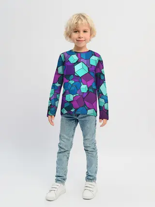 Детский лонгслив / СИРЕНЕВЫЕ КУБЫ