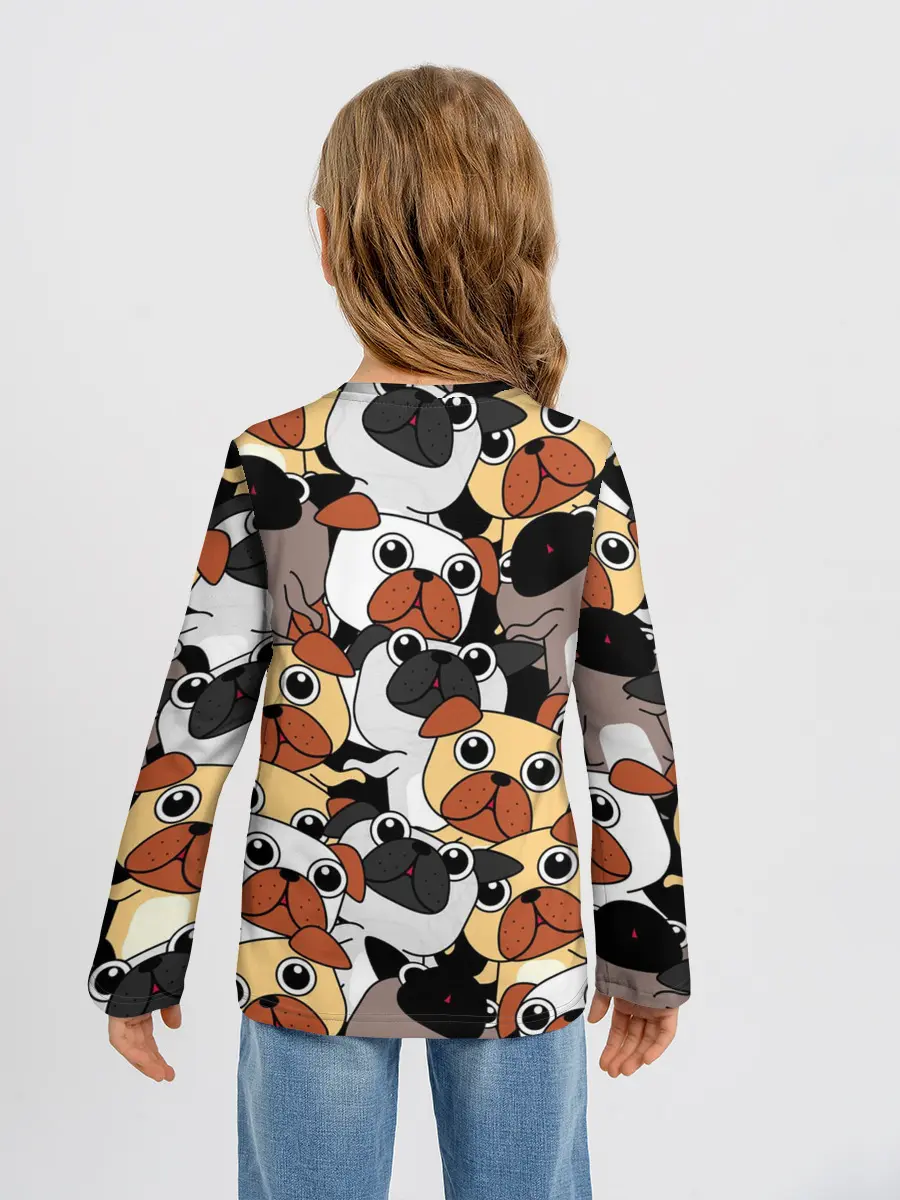 Детский лонгслив / Собаки мопсы