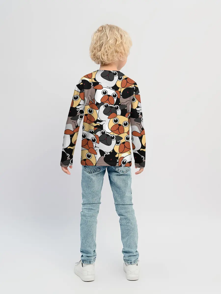 Детский лонгслив / Собаки мопсы