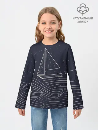 Детский лонгслив / Одинокий корабль в море