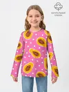 Детский лонгслив / Папайя на розовом