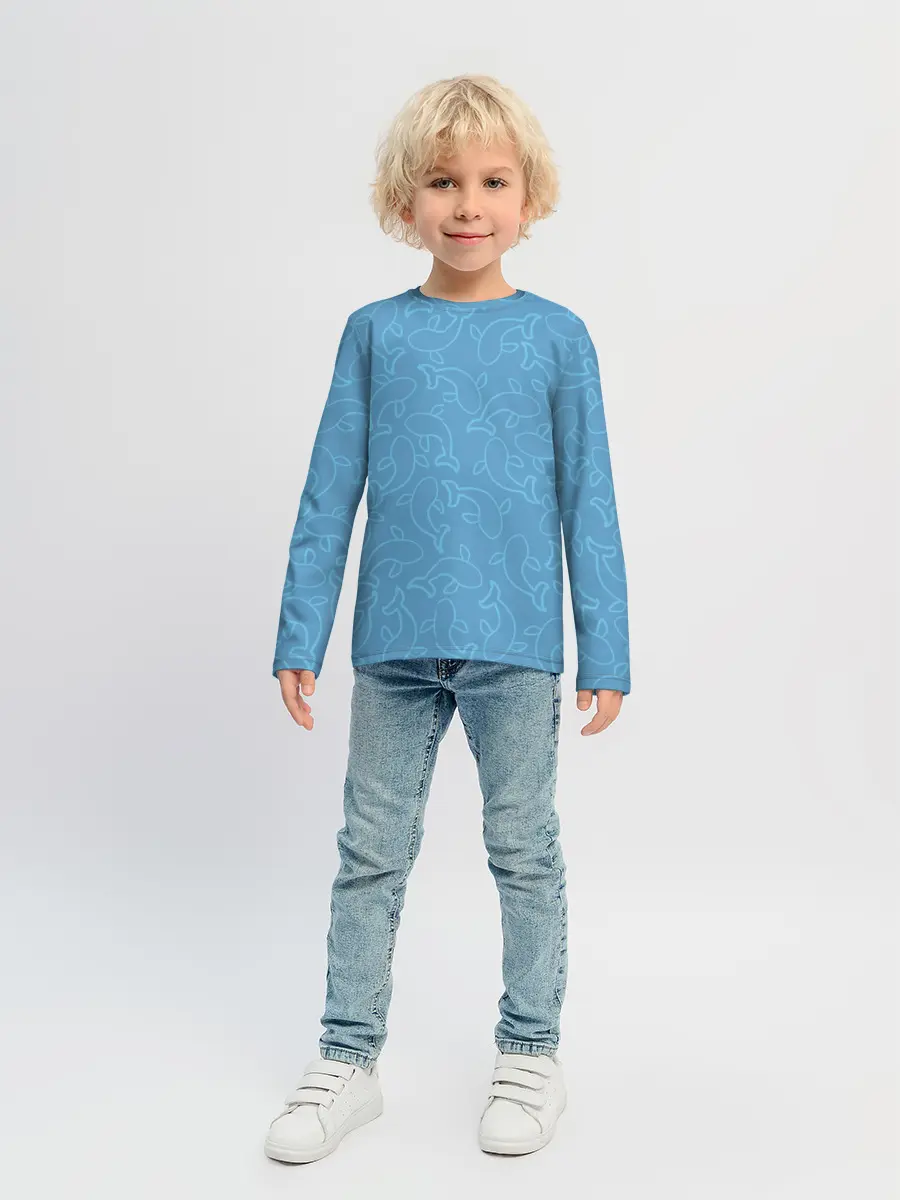Детский лонгслив / Рыбки на голубом