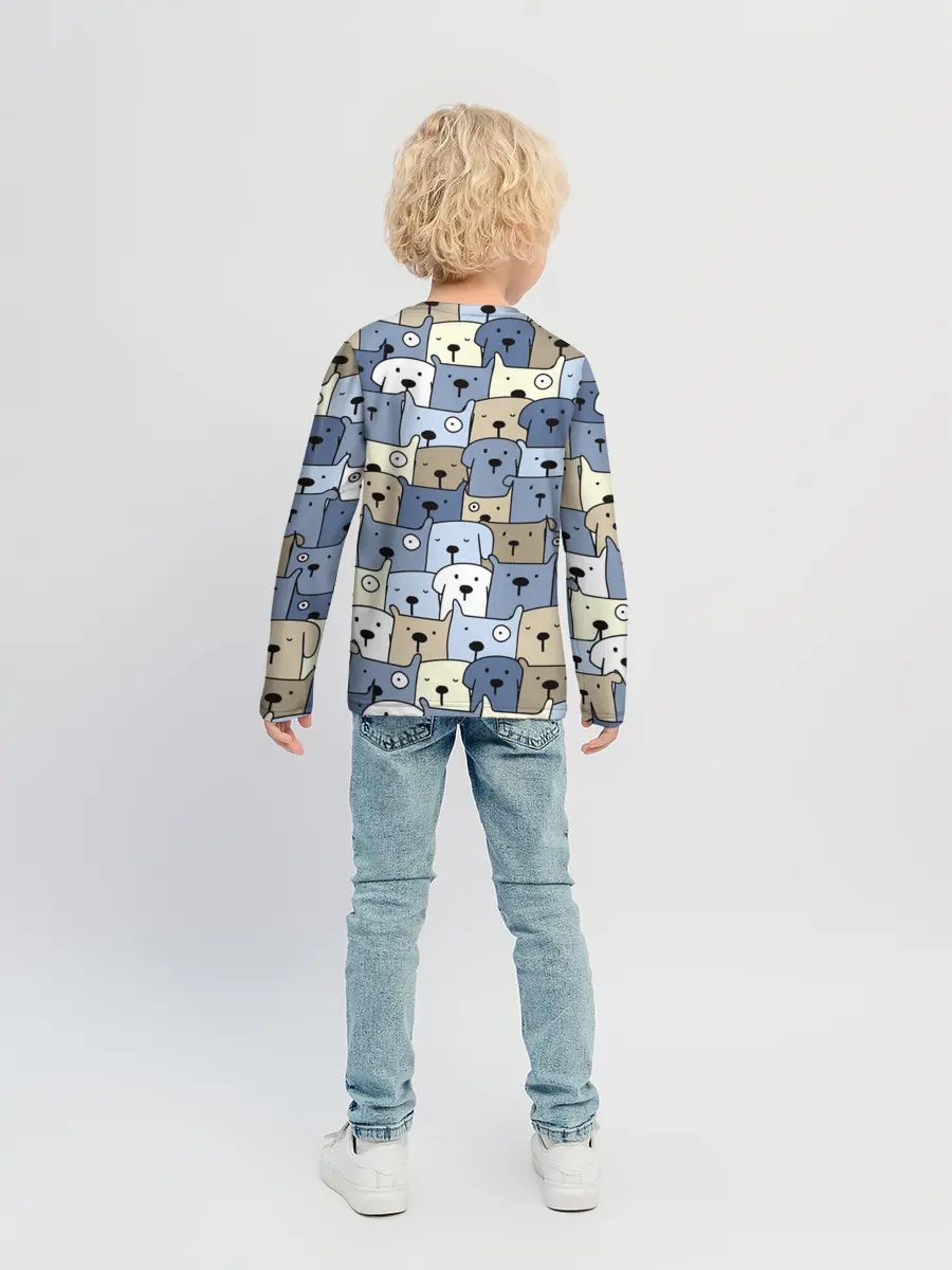 Детский лонгслив / Собачки рисунок паттерном