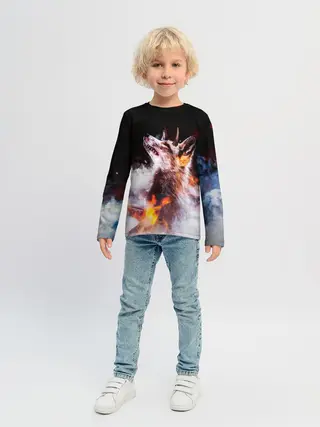 Детский лонгслив / Лиса с рогами