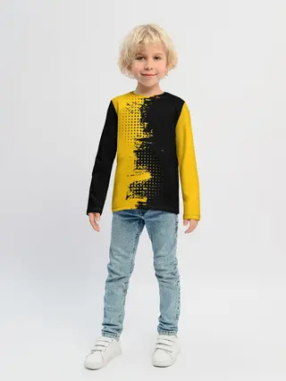 Детский лонгслив / ЧЕРНО ЖЕЛТЫЙ ГРАНЖ | GRUNGE