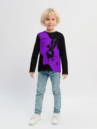 Детский лонгслив / Чёрный клевер демон в сиреневом