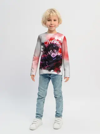 Детский лонгслив / Чёрный клевер Черный Аст а