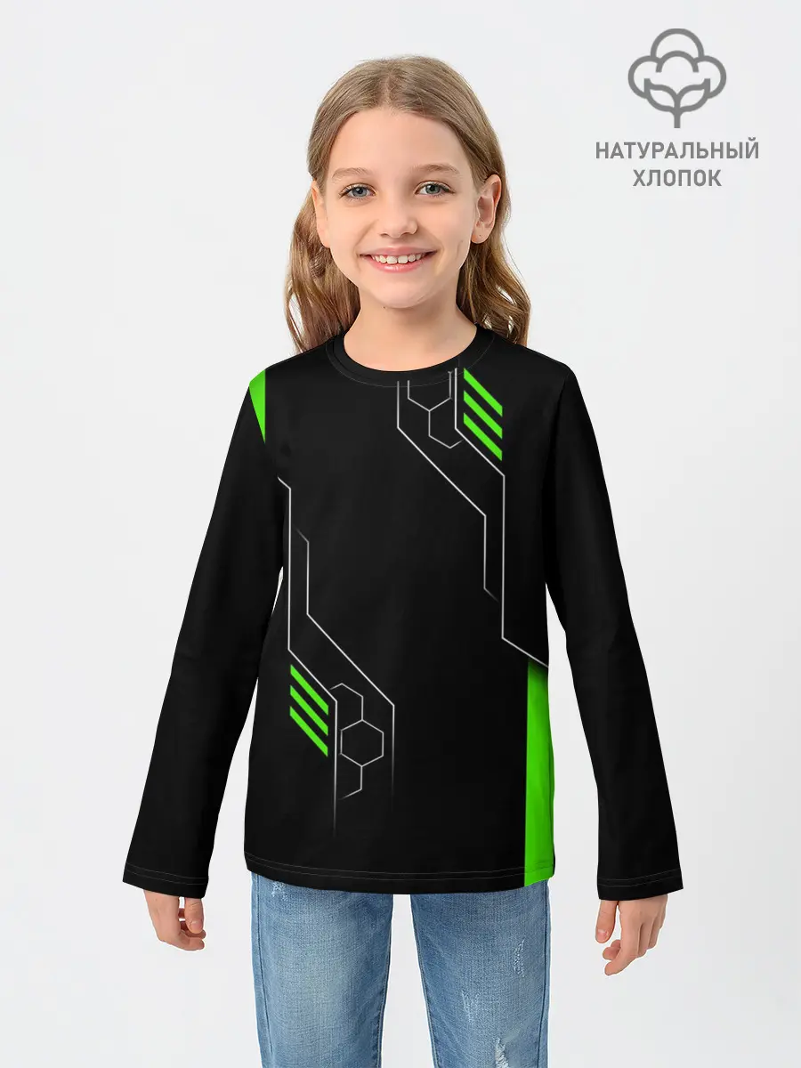 Детский лонгслив / ФУТУРИСТИЧНАЯ БРОНЯ | ЗЕЛЕНАЯ